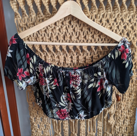 Tropical Crop Pinup Peasant Top (L/XL) - Picture 1 of 6